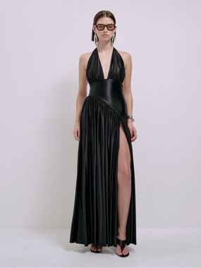 Delfi Collective Rae Halter Gown in Black